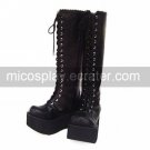 Handmade Black PU Leather 9cm Platform Classic Lolita Boots