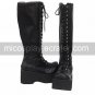 Handmade Black PU Leather 9cm Platform Classic Lolita Boots