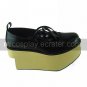 Handmade Black PU Leather 9cm Platform Classic Lolita Shoes