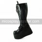 Handmade Black PU Leather 9cm Platform Country Lolita Boots
