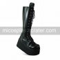 Handmade Black PU Leather 9cm Platform Country Lolita Boots