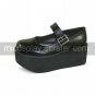 Handmade Black PU Leather 9cm Platform Gothic Lolita Shoes