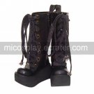 Handmade Black PU Leather 9cm Platform Punk Lolita Boots