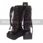 Handmade Black PU Leather 9cm Platform Punk Lolita Boots