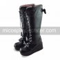 Handmade Black PU Leather 9cm Wedge Sweet Lolita Boots