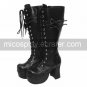 Handmade Black PU Leather 10cm High Heel Punk Lolita Boots