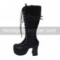 Handmade Black PU Leather 10cm High Heel Punk Lolita Boots