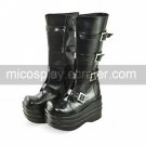 Handmade Black PU Leather 10cm Platform Punk Lolita Boots