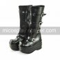 Handmade Black PU Leather 10cm Platform Punk Lolita Boots