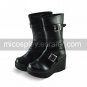 Handmade Black PU Leather 10cm Wedge Classic Lolita Boots