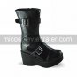 Handmade Black PU Leather 10cm Wedge Classic Lolita Boots