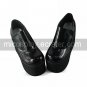 Handmade Black PU Leather 11cm Wedge Low-cut Classic Lolita Shoes