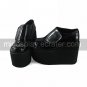 Handmade Black PU Leather 11cm Wedge Low-cut Classic Lolita Shoes