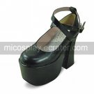 Handmade Black PU Leather 12cm High Heel Gothic Lolita Shoes