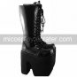 Handmade Black PU Leather 20cm Platform Classic Lolita Boots with Shoelace