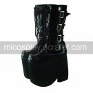 Handmade Black PU Leather 20cm Platform Punk Lolita Boots