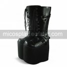 Handmade Black PU Leather 20cm Platform Punk Lolita Boots  1