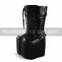 Handmade Black PU Leather 20cm Platform Punk Lolita Boots  1