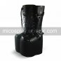 Handmade Black PU Leather 20cm Platform Punk Lolita Boots  1
