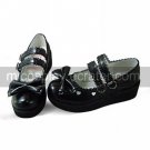 Handmade Black PU Leather Platform Country Lolita Shoes