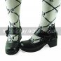 Handmade Black PU Leather Wavy Edge 4.5cm High Heel Classic Lolita Shoes with Bow