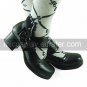 Handmade Black PU Leather Wavy Edge 4.5cm High Heel Classic Lolita Shoes with Bow