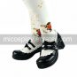 Handmade Black PU Leather White Trim 4.5cm High Heel Lolita Shoes with Bow