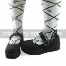Handmade Black Suede Upper PU Leather 6cm Wedge School Lolita Shoes