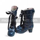 Handmade Blue 6.3cm High Heel Classic Lolita Boots with Ribbon