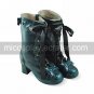Handmade Blue 6.3cm High Heel Classic Lolita Boots with Ribbon