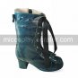 Handmade Blue 6.3cm High Heel Classic Lolita Boots with Ribbon