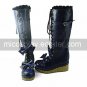 Handmade Blue 7cm Wedge Country Lolita Boots with Bow