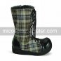 Handmade Blue and White Check Pattern PU Leather 4cm Platform School Lolita Boots