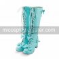 Handmade Blue High Gloss PU Leather 4.5cm High Heel Sweet Lolita Boots