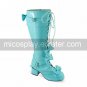 Handmade Blue High Gloss PU Leather 4.5cm High Heel Sweet Lolita Boots