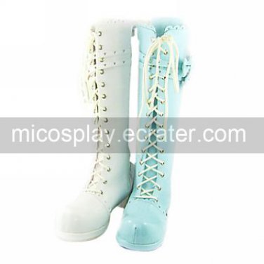 Handmade Blue PU Leather 4.5cm High Heel Sweet Lolita Boots