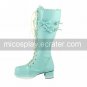 Handmade Blue PU Leather 4.5cm High Heel Sweet Lolita Boots