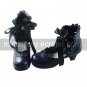 Handmade Blue PU Leather 6.3cm High Heel Gothic Lolita Shoes with Ribbon