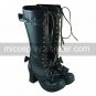 Handmade Blue PU Leather 7.5cm High Heel Sweet Lolita Boots