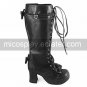 Handmade Blue PU Leather 7.5cm High Heel Sweet Lolita Boots