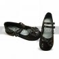 Handmade Brown PU Leather 3cm Flat Country Lolita Shoes with Bow