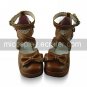 Handmade Brown PU Leather 7.5cm High Heel Country Lolita Shoes with Bow