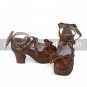 Handmade Brown PU Leather 7.5cm High Heel Country Lolita Shoes with Bow 1