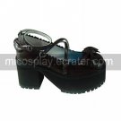 Handmade Brown PU Leather 8cm Platform Gothic Lolita Shoes with Bow