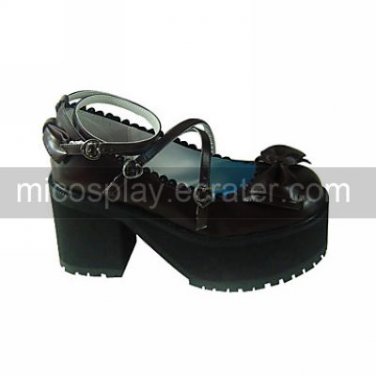 Handmade Brown PU Leather 8cm Platform Gothic Lolita Shoes with Bow