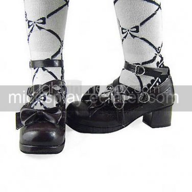 Handmade Chocolate PU Leather 4.5cm High Heel Sweet Lolita Shoes with Bow