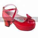 Handmade Classic Red PU Leather 7.5cm High Heel Sweet Lolita Shoes