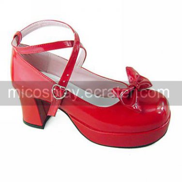 Handmade Classic Red PU Leather 7.5cm High Heel Sweet Lolita Shoes