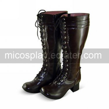 Handmade Coffee PU Leather 4.5cm High Heel Classic Lolita Boots