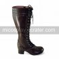 Handmade Coffee PU Leather 4.5cm High Heel Classic Lolita Boots